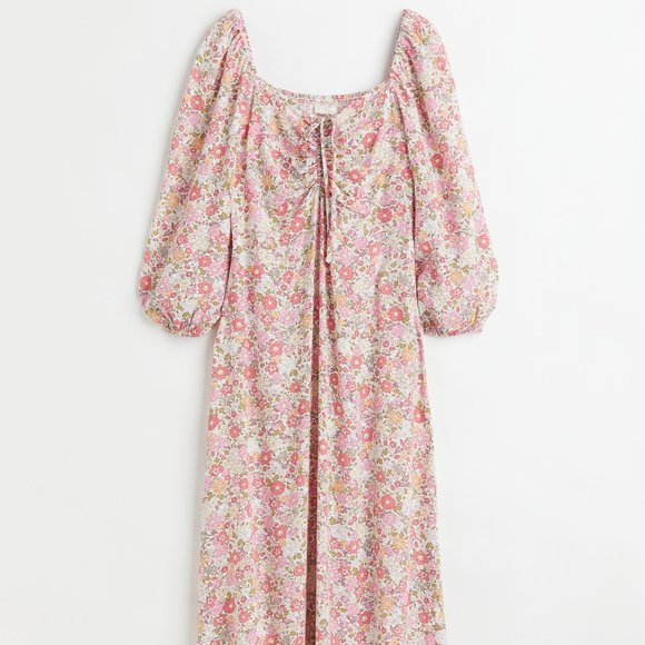 H&M Floral Midi Dress - Pink and White - Picture 1 of 5